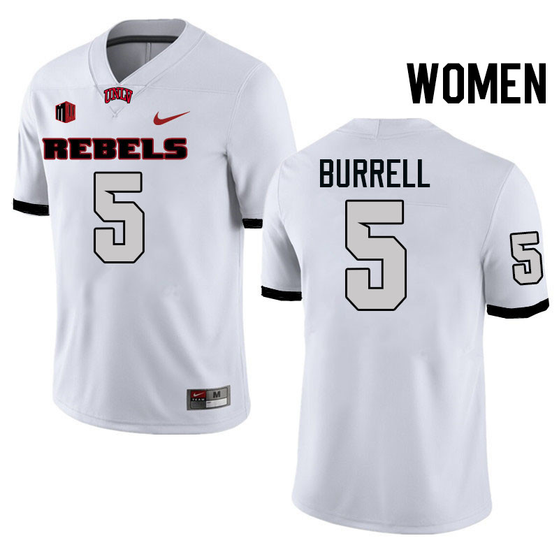Women #5 Greg Burrell UNLV Rebels College Football Jerseys Stitched-White